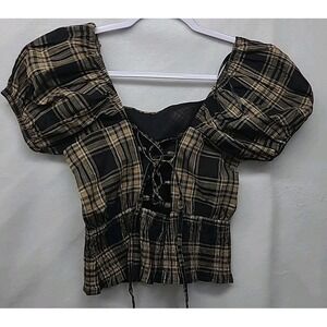 Sim and Sam Corset Bubble Sleeves Smocked Waist‎ Boho Fairy Festival 90s Y2K